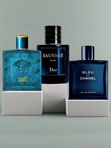 Bleu De Chanel EDP 100 ML + Versace Eros EDP for Men 100 ML for Men + Dior Sauvage Elixir EDP for Men 100M ML