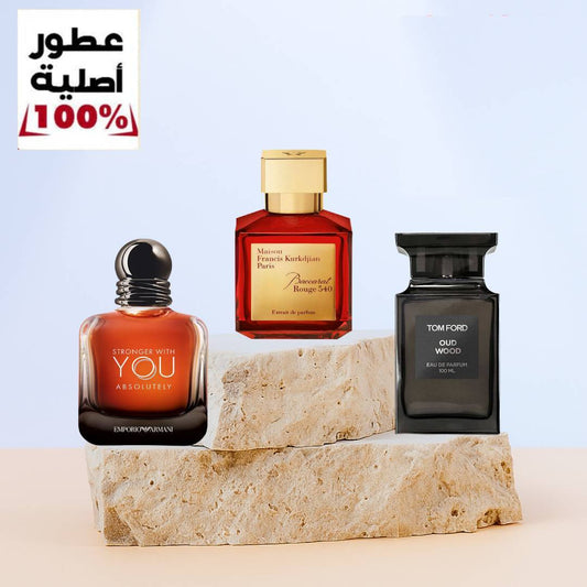 Emporio Armani Stronger With You Absolutely for men 100ml + Tom Ford Oud Wood 100 ML +Baccarat Rouge 540 Extrait de Parfum Maison Francis Kurkdjian for women and men 70ML +